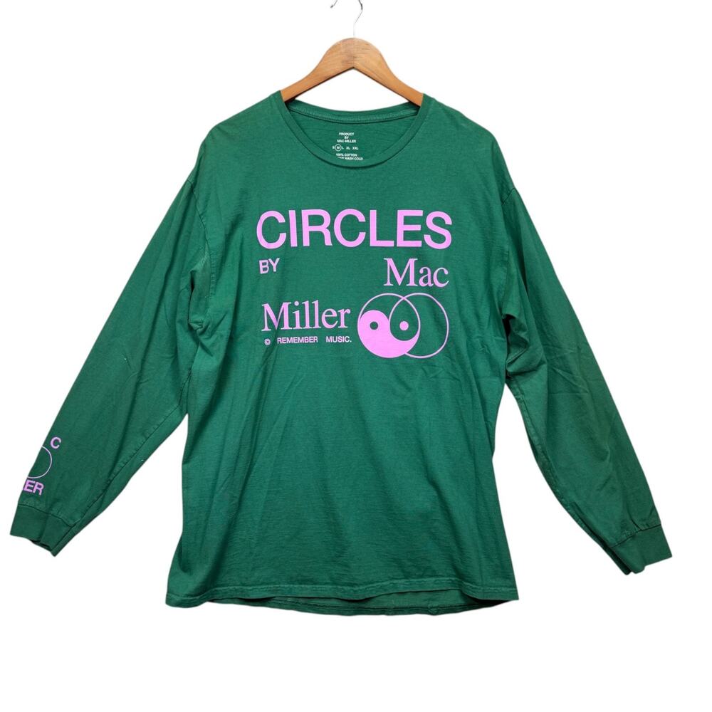Mac Miller Circles Long Sleeve Shirt Official Green Hip Hop Rap Street sz M